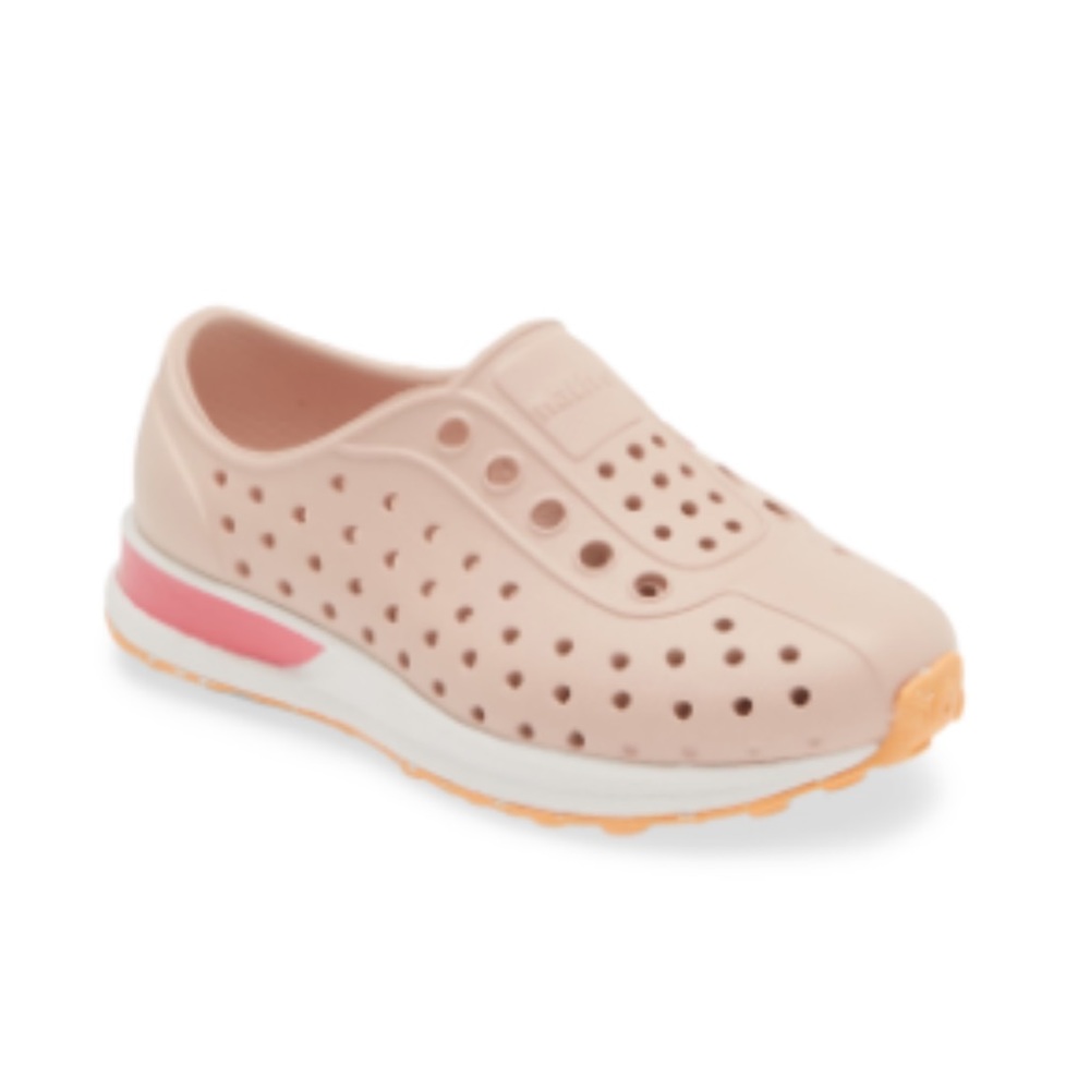 Gently used toddler size 5 Native Robbie Sugarlite slip-on in pink/white